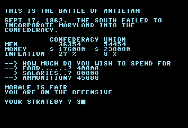 Civil War – Commodore 64 – Basic V2